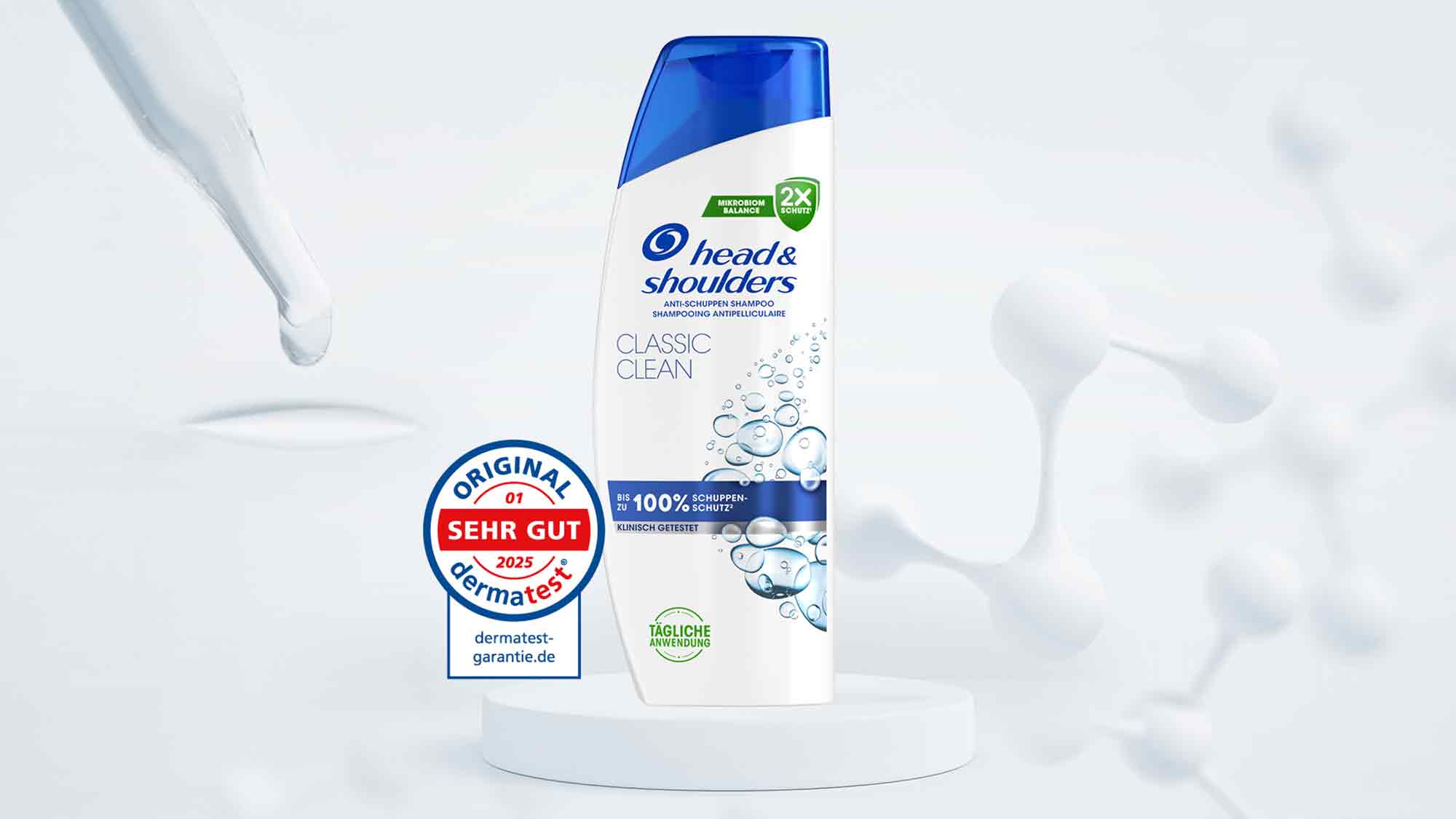 Sehr gute Hautverträglichkeit bestätigt: &raquo;Head & Shoulders Classic Clean&laquo; erhält Dermatest Garantie Siegel
