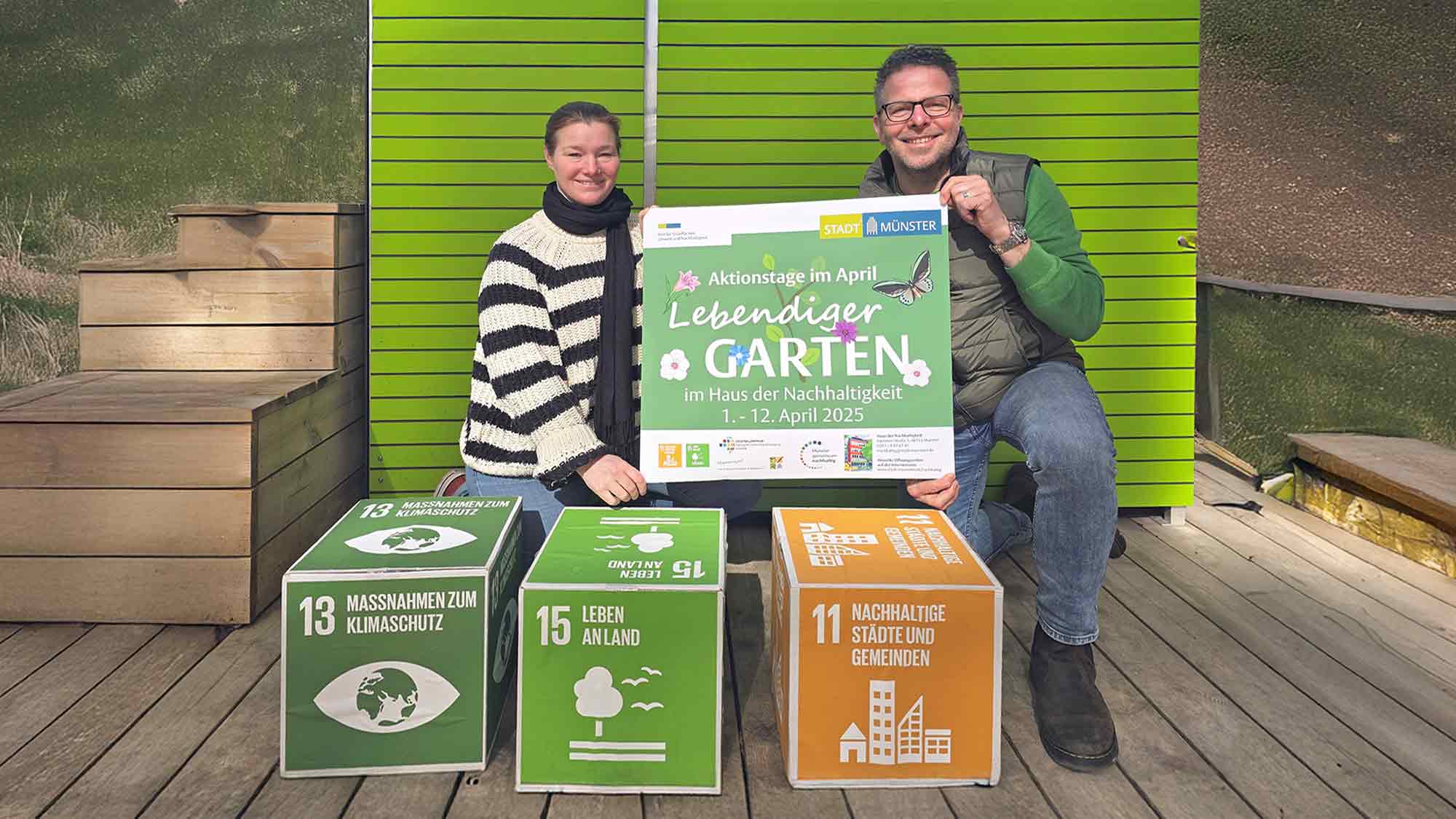 Münster lädt zu Aktionstagen &raquo;Lebendiger Garten&laquo; ein, Workshops und Vorträge vom 1. bis zum 12. April 2025 im Haus der Nachhaltigkeit