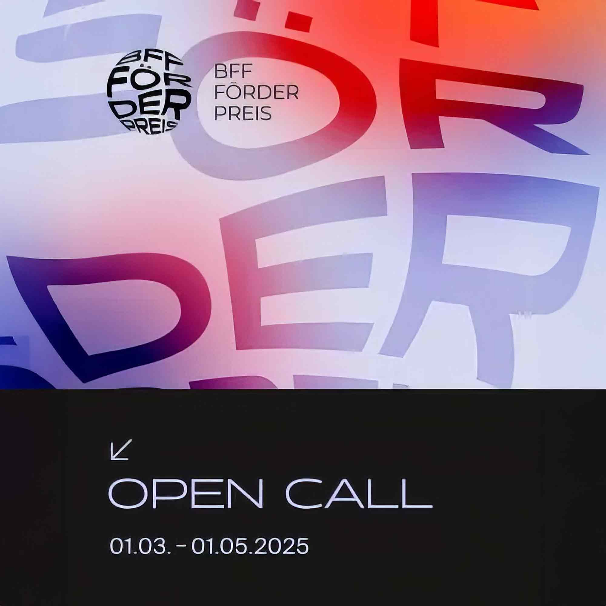 Game On! BFF Förderpreis 2025/26 für inszenierte Fotografie zum Thema »Spielen« seit 1. März 2025 ausgeschrieben Game On! BFF Förderpreis 2025/26 für inszenierte Fotografie zum Thema »Spielen« seit 1. März 2025 ausgeschrieben