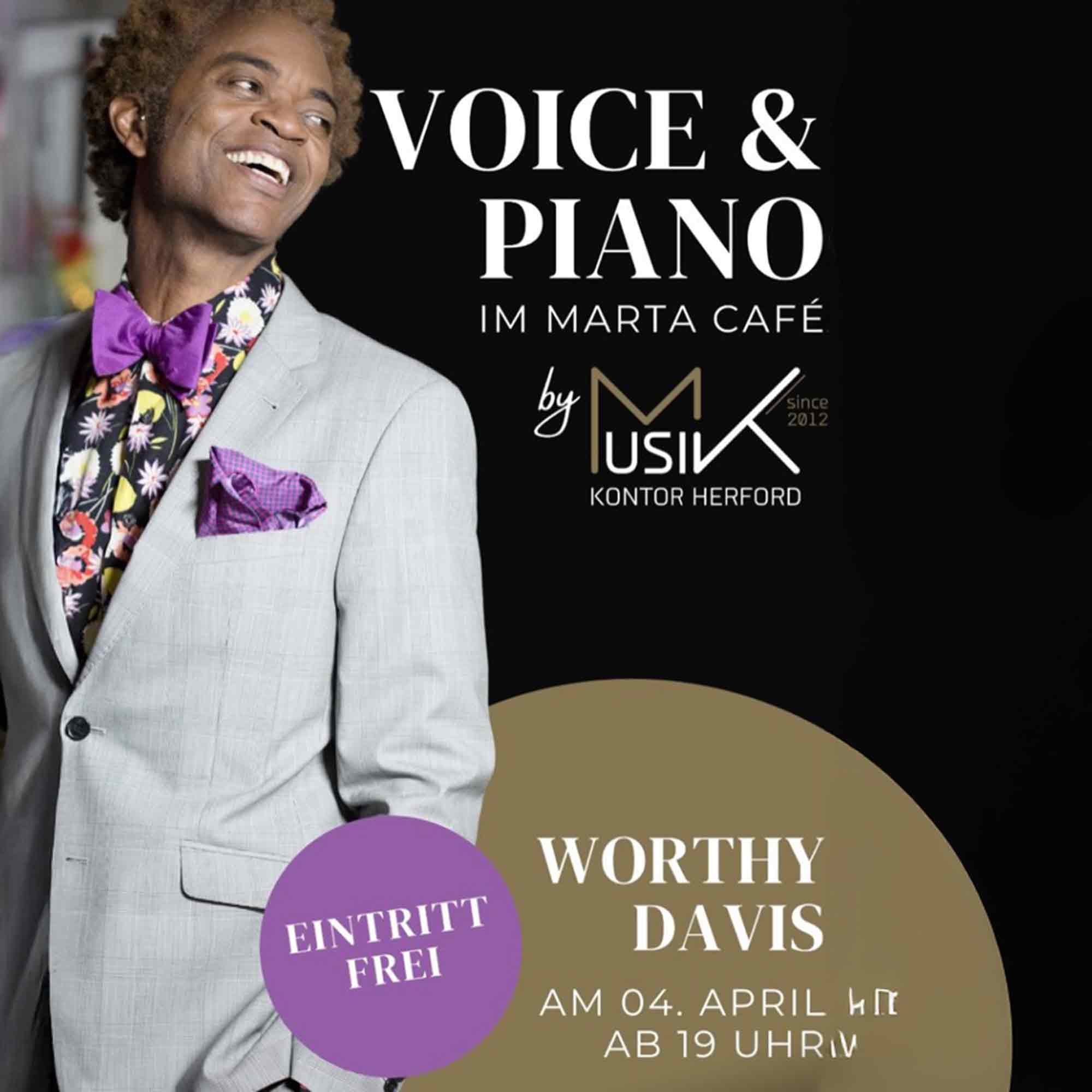 Musik Kontor Herford präsentiert: Worthy Davis live, Soul, Jazz and Entertainment at its Best, 4. April 2025 im Marta Café