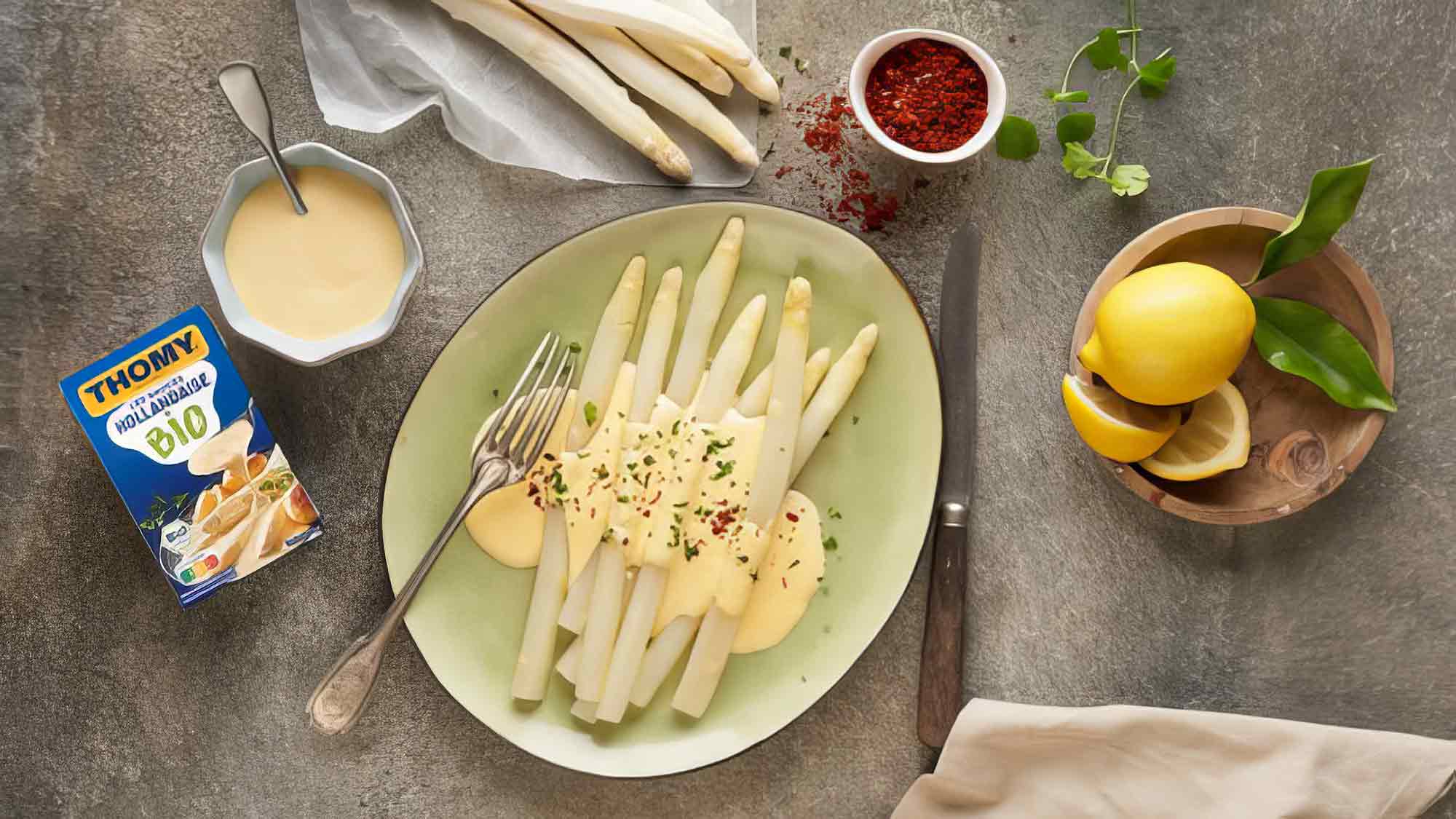 Thomy Les Sauces Hollandaise Bio mit Spargel – neue Hollandaise Saucen in Bio Qualität von Thomy