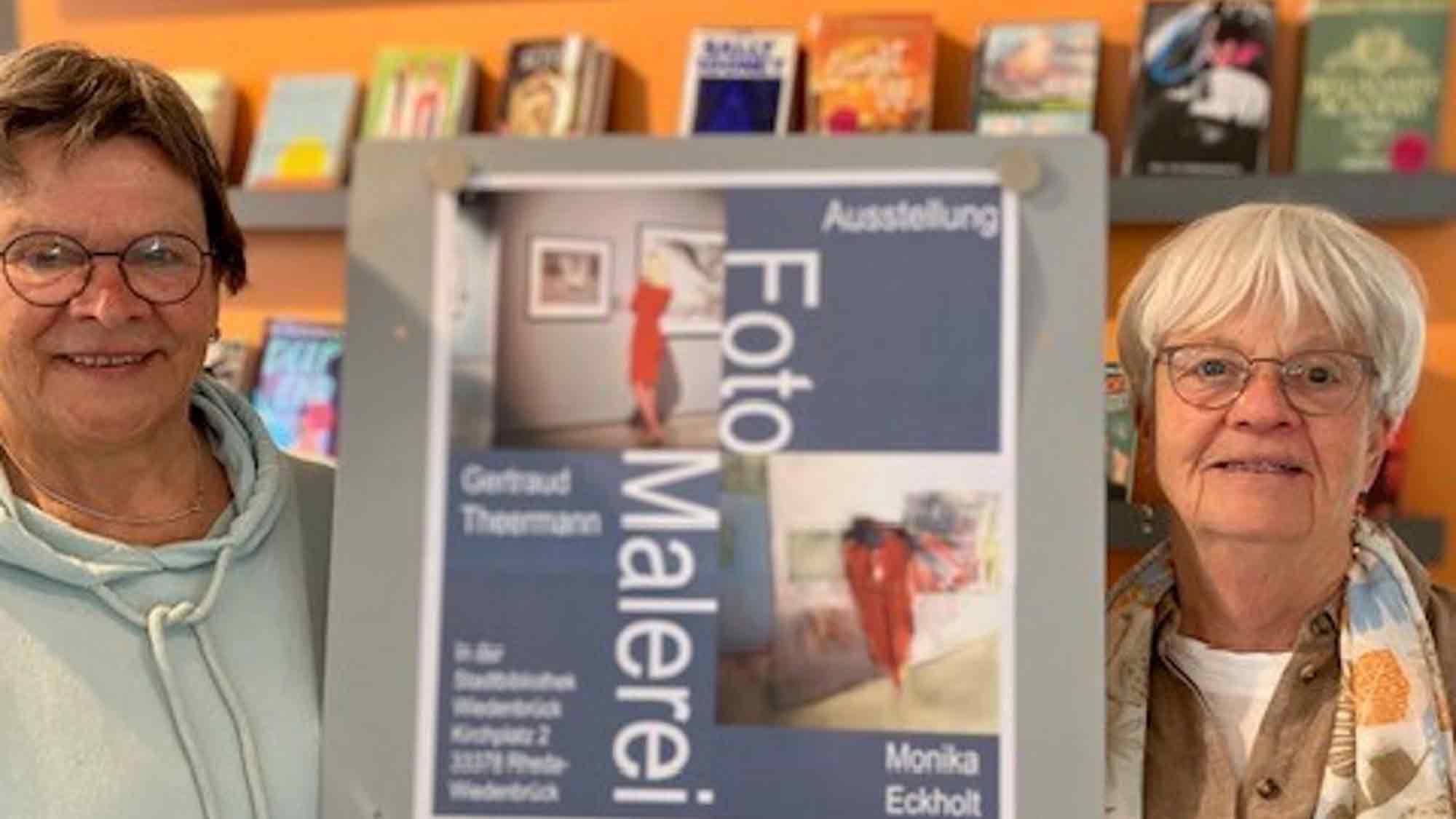 Stadtbibliothek Wiedenbrück: Monika Eckholt und Gertraud Theermann, &raquo;FotoMalerei – Pinsel trifft Linse&laquo;, 25. Mai bis 21. Juni 2025