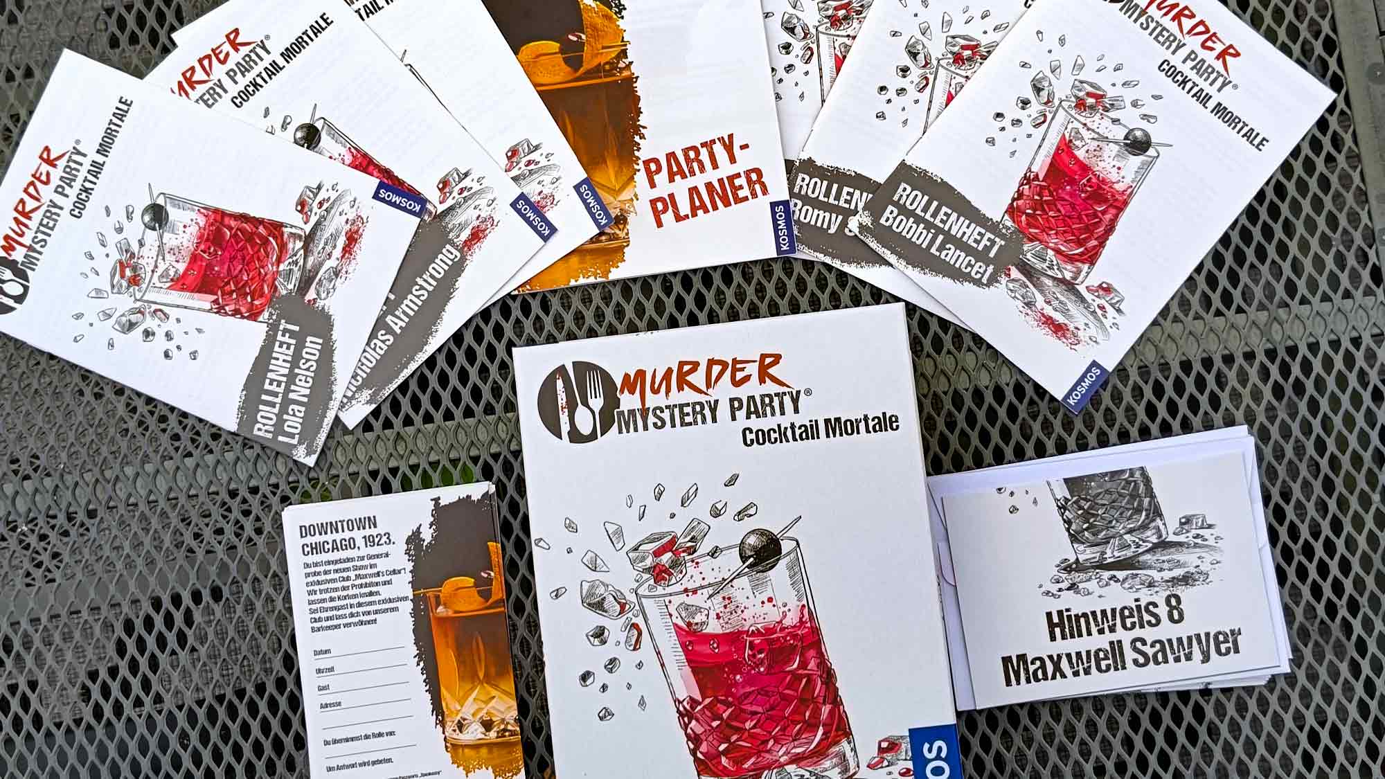 Brands Spiele Check: Krimi Dinners für zu Hause – »Cocktail mortale« vom Kosmos Verlag Brands Spiele Check: Krimi Dinners für zu Hause – »Cocktail mortale« vom Kosmos Verlag
