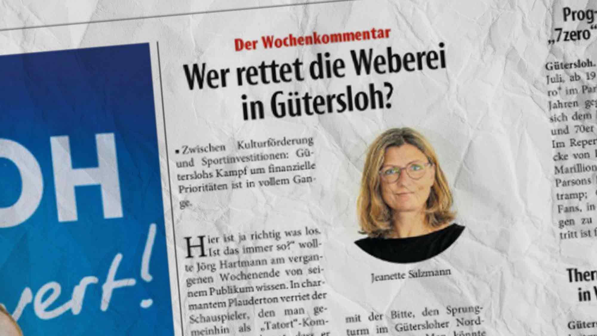 Gütsel Presseschau am 12. Juli 2025: »Wer rettet die Weberei in Gütersloh?« Sondervermögen für Gütersloh! Gütsel Presseschau am 12. Juli 2025: »Wer rettet die Weberei in Gütersloh?« Sondervermögen für Gütersloh!