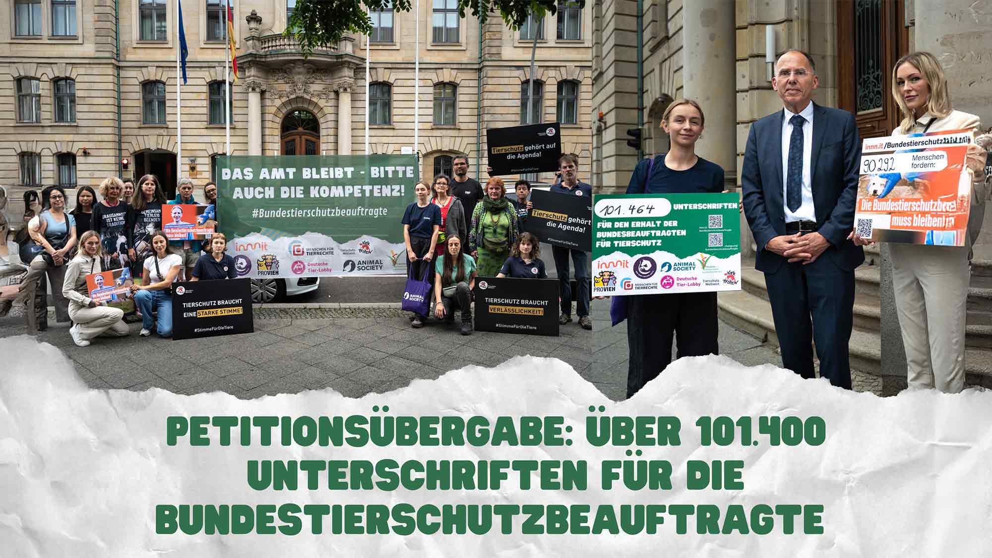 Animal Society: Erfolgreicher Protest für den Erhalt des Amts der Bundestierschutzbeauftragten – mehr als 101.400 Unterschriften übergeben