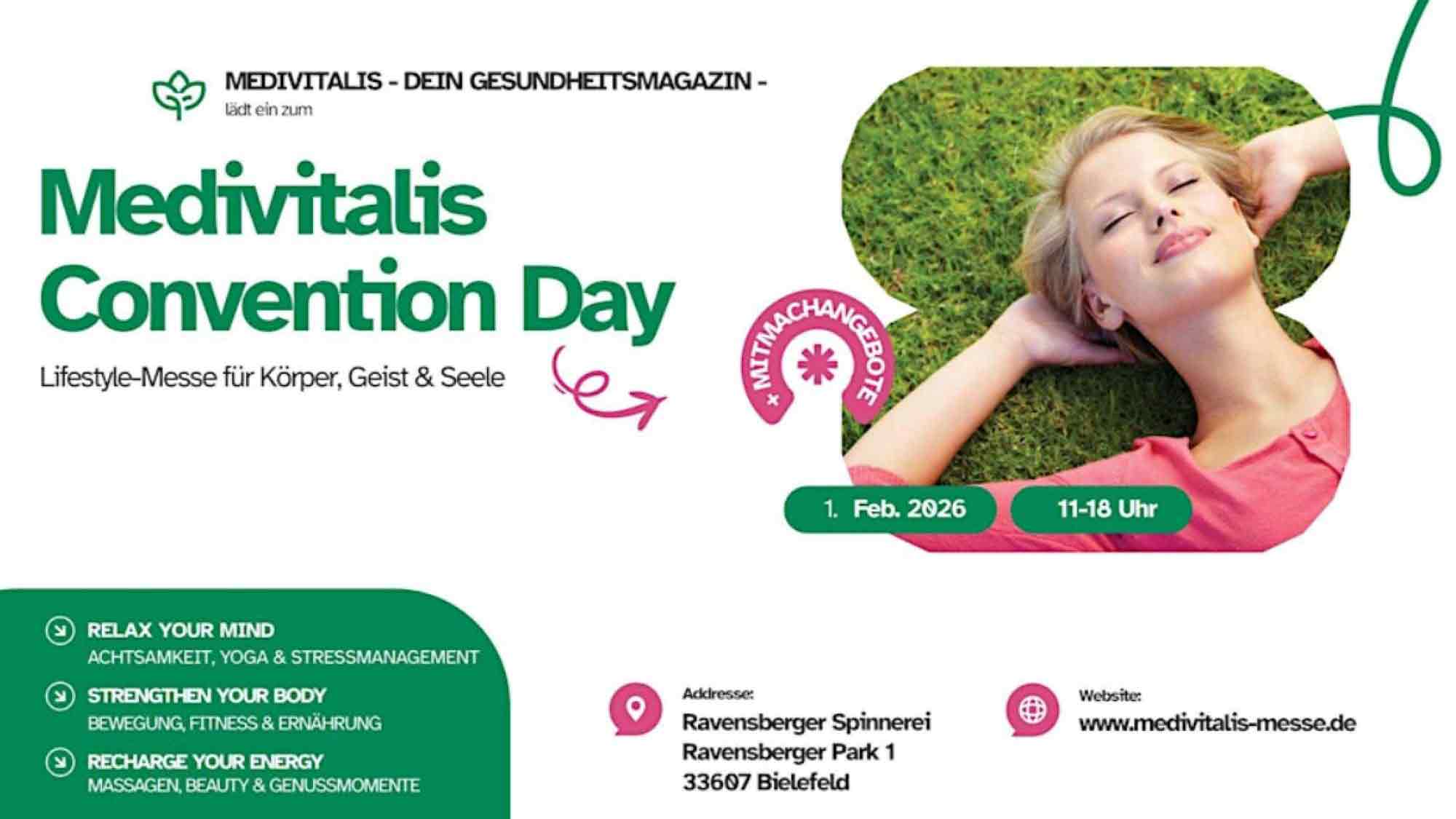 Medivitalis Convention Day – Lifestyle Messe für Körper, Geist und Seele, Ravensberger Spinnerei Bielefeld, 1. Februar 2026