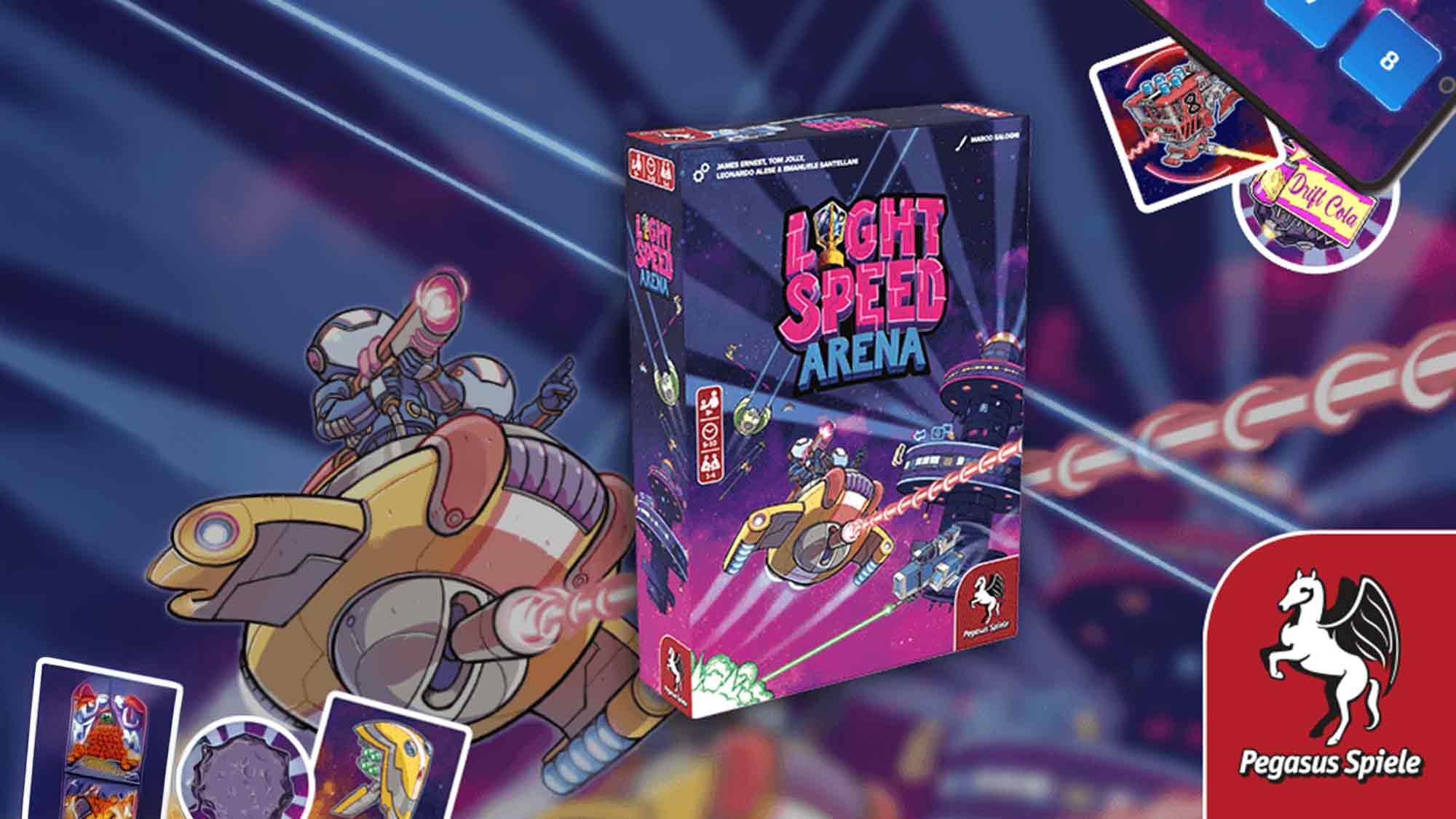 Laserattacken in Lichtgeschwindigkeit – App unterstütztes Familienspiel »Light Speed Arena« bei Pegasus Spiele erschienen Laserattacken in Lichtgeschwindigkeit – App unterstütztes Familienspiel »Light Speed Arena« bei Pegasus Spiele erschienen