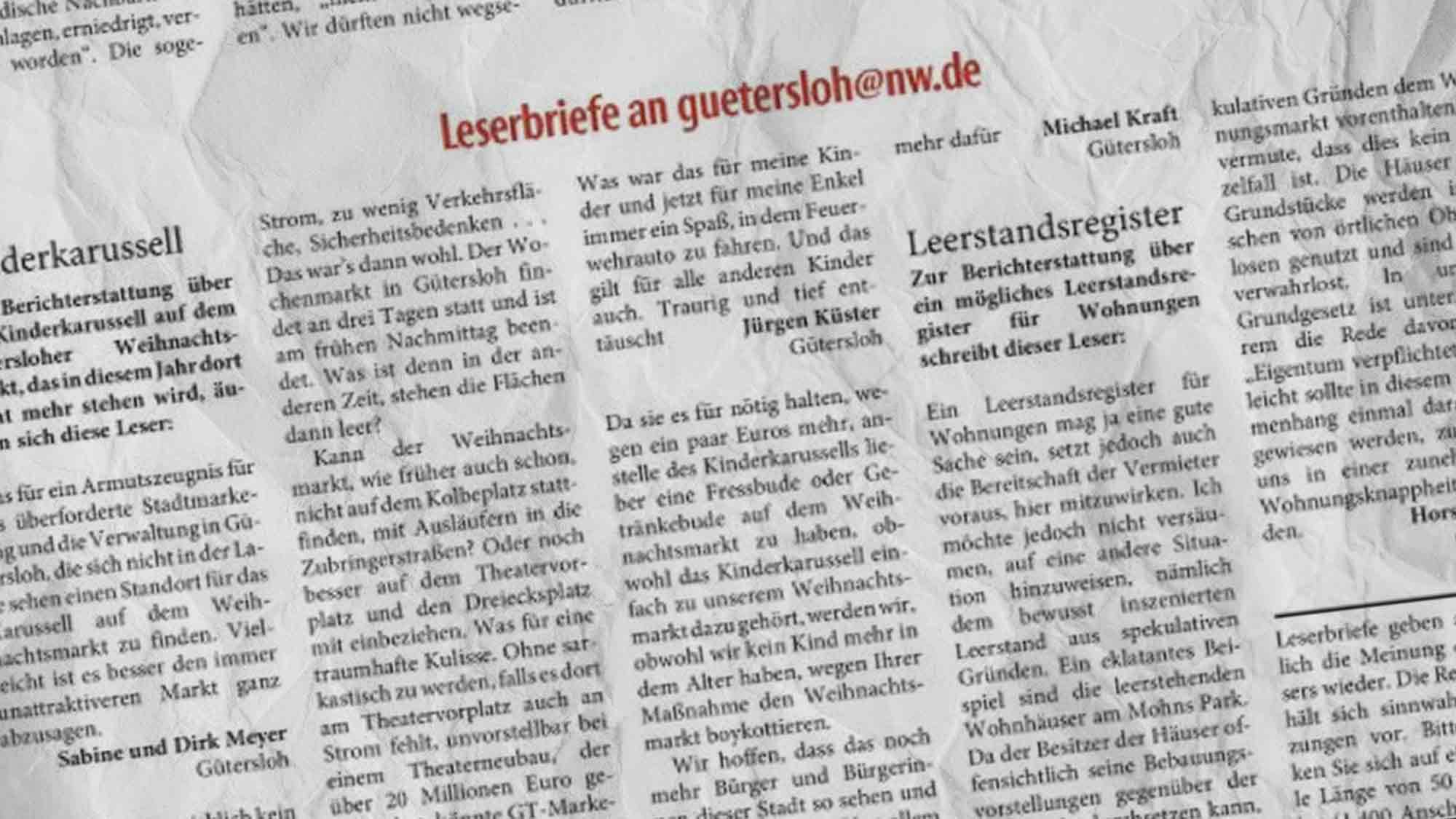 NOW Presseschau: Leserbriefe zum Weihnachtsmarkt Gütersloh, Hobby Horsing Polonaise