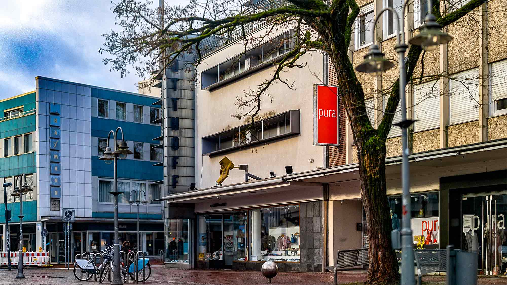 NOW Commons: Fußgängerzone Berliner Straße, Blick Richtung Schuhgeschäft Potthoff, Münsterstraße, Obere Berliner Straße NOW Commons: Fußgängerzone Berliner Straße, Blick Richtung Schuhgeschäft Potthoff, Münsterstraße, Obere Berliner Straße