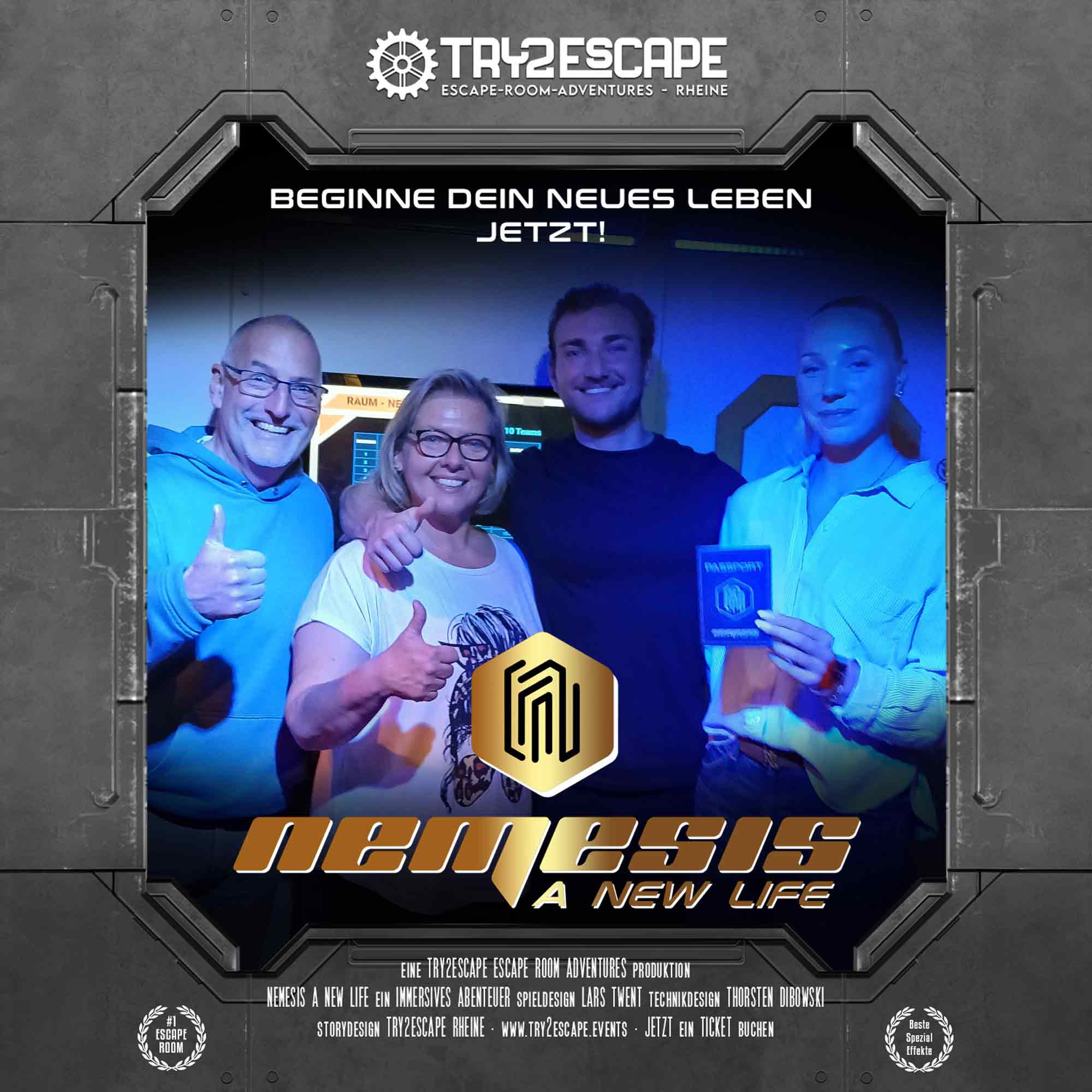 Brands Spiele Chack: Escape Room »Nemesis—A new Life« bei »Try2Escape« in Rheine Brands Spiele Chack: Escape Room »Nemesis—A new Life« bei »Try2Escape« in Rheine