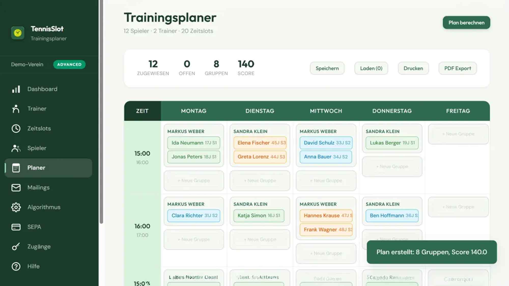 Schluss mit »Excel« und »WhatsApp«: »TennisSlot« erstellt Trainingspläne für Tennisvereine in Sekunden Schluss mit »Excel« und »WhatsApp«: »TennisSlot« erstellt Trainingspläne für Tennisvereine in Sekunden