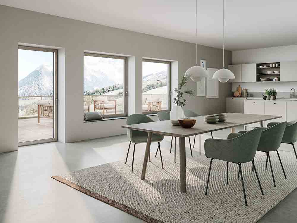 Bielefeld, Schüco. außen Alu, innen Holz, Schüco Wood Design für Aluminiumfenster