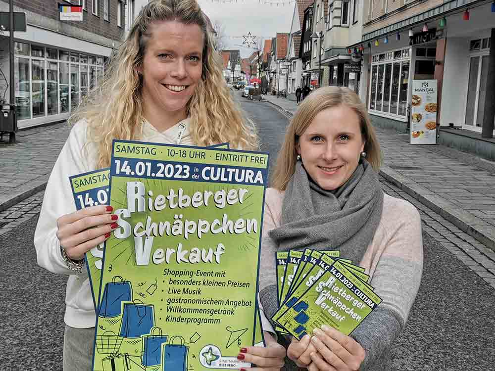 Rietberg, Cultura wird zu einem kleinen Outlet Center, 1. Rietberger Schnäppchen Verkauf am Samstag, 14. Januar 2023
