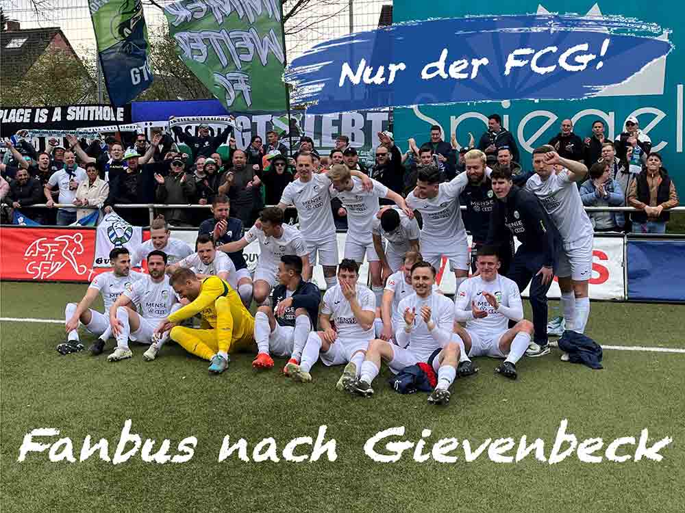 Fußball in Gütersloh, FCG Fanbus fährt zum Auswärtsspiel nach Gievenbeck, 16. April 2023