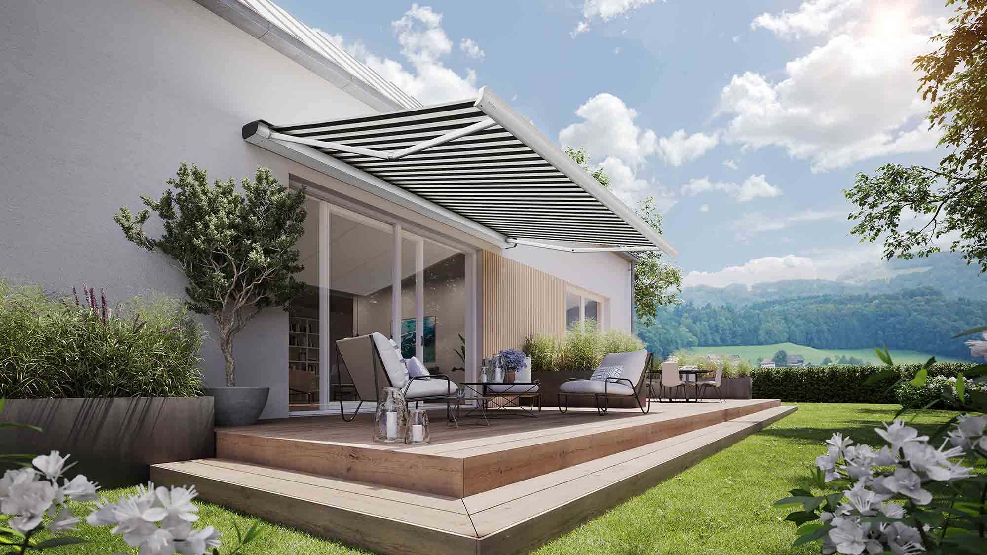 Effektvolle Akzente: Die Markilux »MX 2 colour« setzt ihr Design mit gekonnten Farbeffekten in Szene Effektvolle Akzente: Die Markilux »MX 2 colour« setzt ihr Design mit gekonnten Farbeffekten in Szene