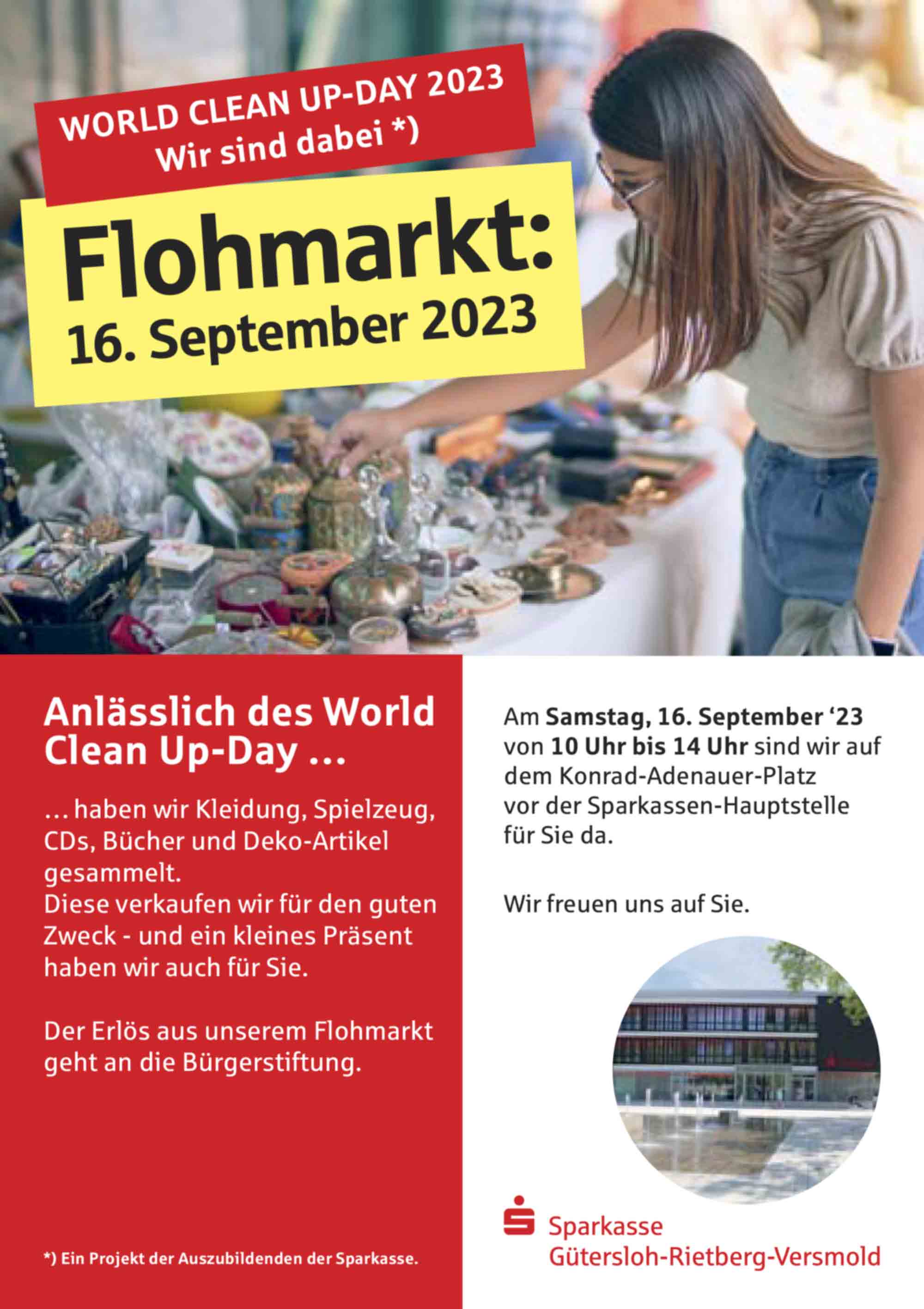 Sparkasse Gütersloh, Rietberg, Versmold: World Clean Up Day 2023 am 16. September 2023: »Wir sind dabei«