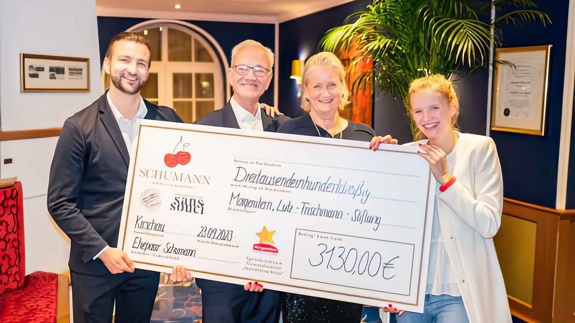 Genussfestival »Bei Schumann« übergibt 3.130 Euro Spende an Morgenstern, Lutz Frischmann Stiftung