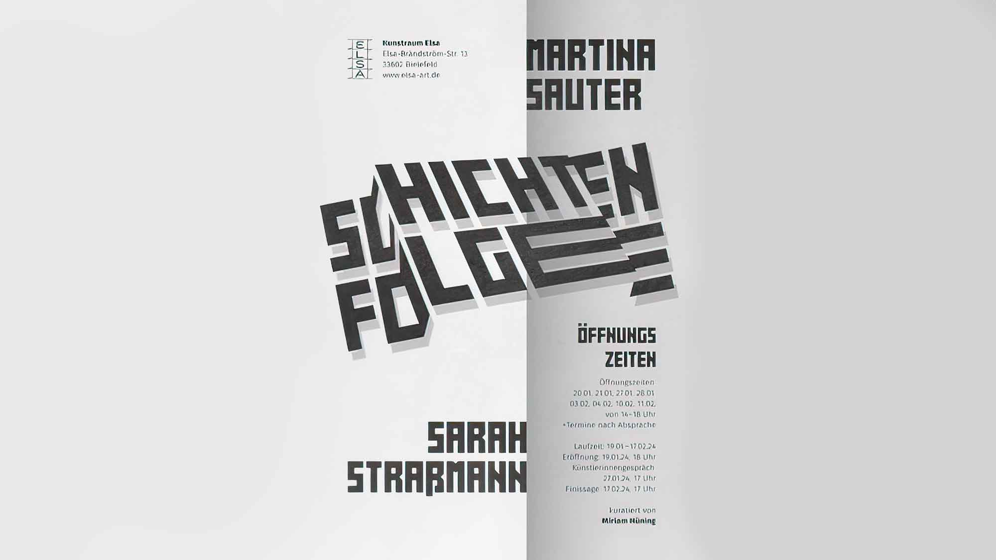 Elsa Art Bielefeld: »Schichtenfolge« mit Martina Sauter und Sarah Straßmann, 19. Januar bis 17. Februar 2024